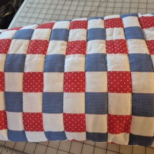 RED, WHITE BLUE CHECKED